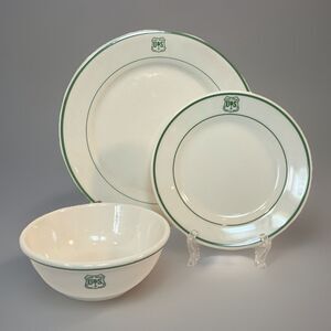 Vtg US Forest Service USFS Buffalo China Dish Set Plate Bowl 3 Pcs NOS